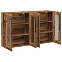 Wandkasten Set van 2 in Oud Hout 69,5 x 34 x 90 cm - Gefabriceerd Hout - thumbnail