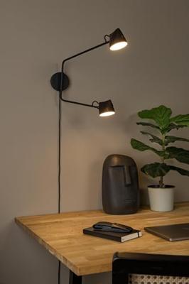 Lucide MILNE - Wandlamp - LED Dimb. - 2x8W 2700K - Zwart