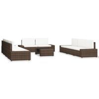 10-delige Loungeset poly rattan bruin - thumbnail