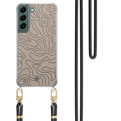 Samsung Galaxy S22 Plus hoesje met zwart koord - Abstract lines