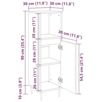 Badkamerkast 30x30x100 cm bewerkt hout wit