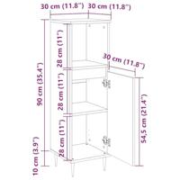 Badkamerkast 30x30x100 cm bewerkt hout wit - thumbnail