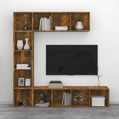 3-delige boekenkast- / tv-meubelset 180x30x180 cm gerookt eiken - thumbnail