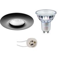 GU10 Inbouwspot Set - Mat Zwart - Inbouw Rond - Waterdicht IP65 - Philips - MASTER 927 36D VLE - DimTone Dimbaar - Pragmi Luno Pro - 4.9W - Warm Wit 2200K-2700K - Ø82mm - thumbnail
