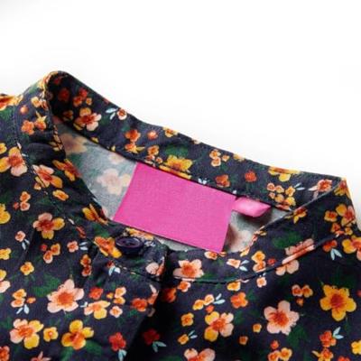 Kinderoverhemd met bandkraag bloemenprint 128 marineblauw Kinderoverhemd met bandkraag bloemenprint 128 marineblauw