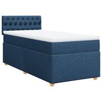 Boxspring met matras stof blauw 140x190 cm - thumbnail