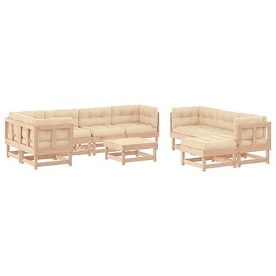 10-delige Loungeset met kussens massief hout