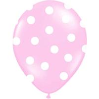 Ballon baby roze pastel met witte stippen 6 stuks - thumbnail
