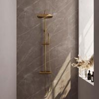 Regendoucheset Opbouw Brauer Gold Carving 30 cm Thermostatisch met Staaf Handdouche Geborsteld Goud - thumbnail
