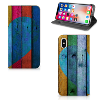 Apple iPhone Xs Max Book | Wallet Case | Wood Heart - Cadeau voor je Vriend - thumbnail