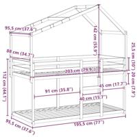 Stapelbed met dak massief grenenhout wit 90x190 cm - thumbnail