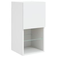 6-delige Tv-wandmeubelset met LED-verlichting bewerkt hout wit - thumbnail