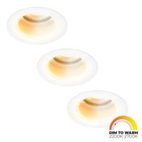 Set van 3 Mari - LED platte inbouwspots met lage inbouwdiepte 58mm - 3,8 Watt 230 Lumen - Dim to Warm - GU10 LED Module - Verzonken - Dimbaar - Rond - IP65 waterdicht - Wit - thumbnail
