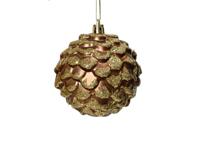 Kerstbal kunststof dennenappel 8 cm espresso mat - thumbnail