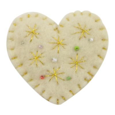 Vilten Broche Hart Wit-Goudkleurig Vilten Broche Hart Wit-Goudkleurig
