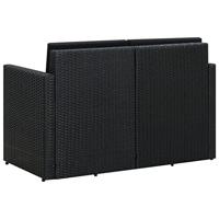 Tuinbank 2-zits met kussens poly rattan zwart - thumbnail