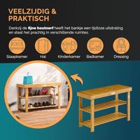 2-in-1 schoenenrek en bank gemaakt van acaciahout - 90 cm - thumbnail