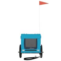 Hondenfietstrailer oxford stof en ijzer blauw en zwart - thumbnail