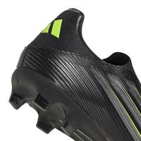 adidas F50 League Veterloze Gras / Kunstgras Voetbalschoenen (MG) Zwart Zilver Neongeel - thumbnail