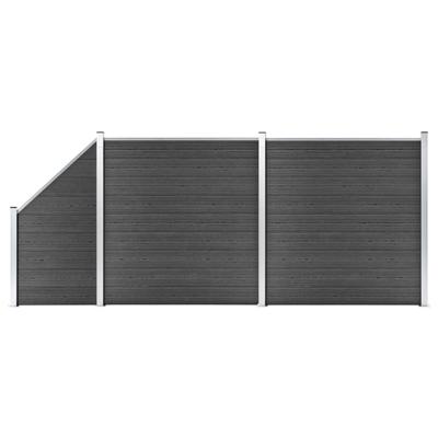 Schuttingpanelenset 446x(105-186) cm HKC zwart