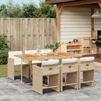 7-delige Tuinset met kussens poly rattan beige - thumbnail