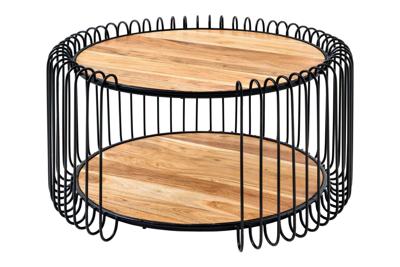 Industriële salontafel TRUE ELEMENTS 70 cm massief hout van natuurlijk acaciahout - 45736