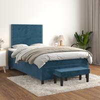 Boxspring met matras fluweel donkerblauw 120x200 cm - thumbnail