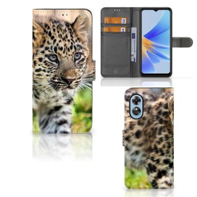 OPPO A17 | Telefoonhoesje | Met pasjeshouder | Baby Luipaard