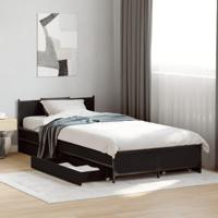 Bedframe met lades bewerkt hout zwart 90x200 cm - thumbnail