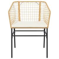 3-delige Tuinset met kussens poly rattan glas bruin - thumbnail