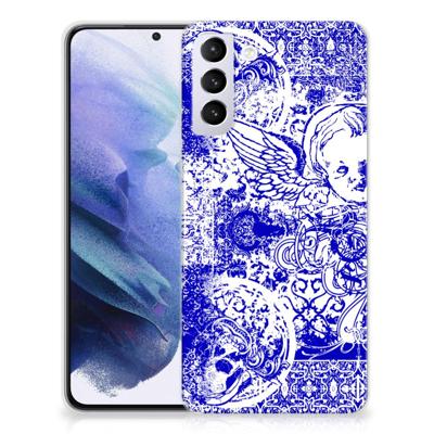 Silicone Back Case Samsung Galaxy S21 Plus Angel Skull Blauw Silicone Back Case Samsung Galaxy S21 Plus Angel Skull Blauw