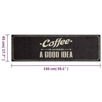 VidaXL Keukenmat wasbaar koffietekst 45x150 cm fluweel