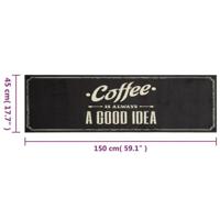 Keukenmat wasbaar koffietekst 45x150 cm fluweel - thumbnail