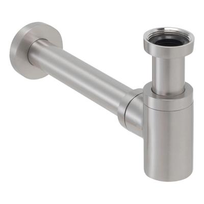 Wiesbaden Luxe bekersifon compact rond incl muurbuis en rozet. Inox/RVS