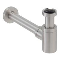 Wiesbaden Luxe bekersifon compact rond incl muurbuis en rozet. Inox/RVS - thumbnail