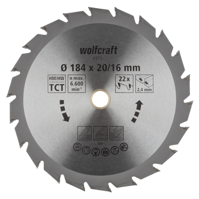 Wolfcraft Handcirkelzaagblad | HM | 22 Zähne | Ø184mm | 1 stuk - 6373000 Wolfcraft Handcirkelzaagblad | HM | 22 Zähne | Ø184mm | 1 stuk - 6373000