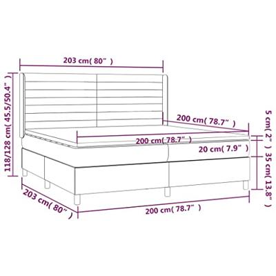 Boxspring met matras en LED stof lichtgrijs 200x200 cm