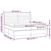 Boxspring met matras en LED stof donkerbruin 200x200 cm - thumbnail