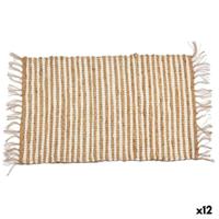 Tapijt Gift Decor Wit Natuurlijk Strepen 60 x 1 x 90 cm (12 Stuks) - thumbnail