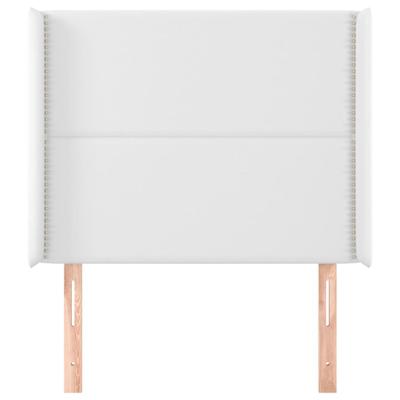 Hoofdbord met randen 103x16x118/128 cm kunstleer wit - thumbnail