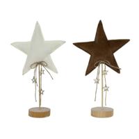 Ster suede look 33cm wit/bruin - thumbnail