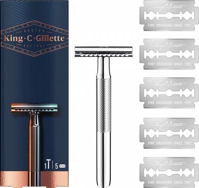 Gillette King C. Gillette Double Edge Safety Scheersysteem met 5 Navulmesjes Gillette King C. Gillette Double Edge Safety Scheersysteem met 5 Navulmesjes