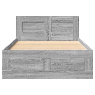 Bedframe met hoofdbord bewerkt hout grijs sonoma 75x190 cm