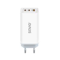 SAVIO LA-07 GaN 65W netvoeding oplader, USB, QC4.0+, PD 3.0, Wit - thumbnail