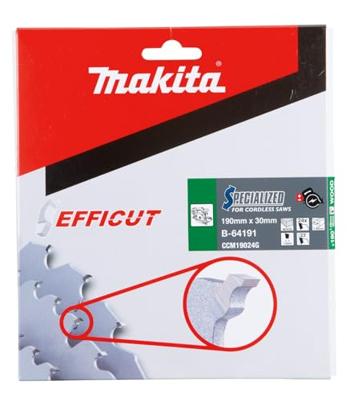 Makita Cirkelzaagblad voor Hout | Efficut | Ø 190mm Asgat 30mm 24T - B-64191 - thumbnail