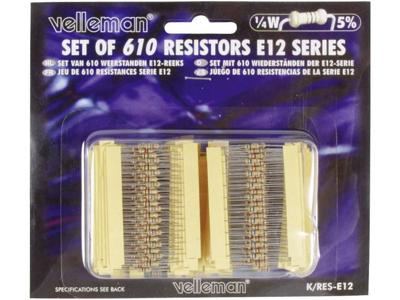 Koolfilmweerstand assortiment Whadda K/RES-E12 Axiaal bedraad 0.25 W 1 set(s)