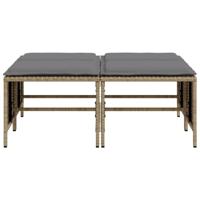 Tuinkrukken met kussens 4 st poly rattan beige - thumbnail