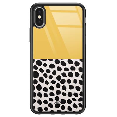 iPhone X/XS glazen hardcase - Abstract geel