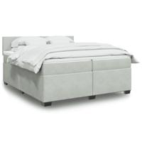 Boxspring met matras fluweel lichtgrijs 200x200 cm - thumbnail