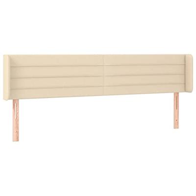 Hoofdbord LED 203x16x78/88 cm stof crèmekleurig